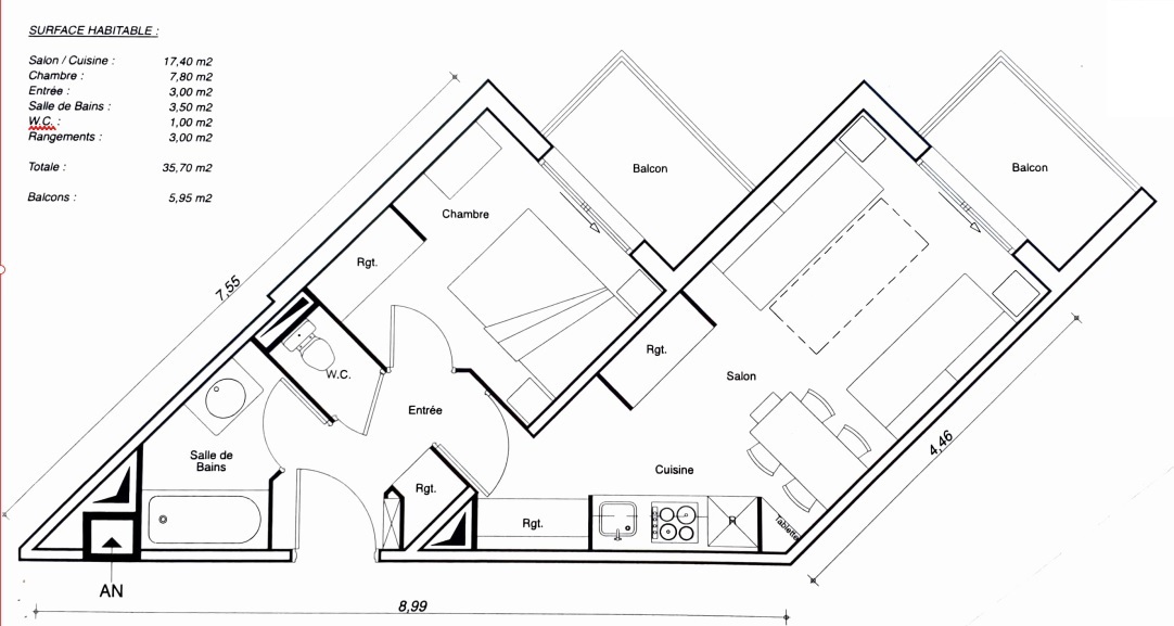 Deux pièces - Résidence RESIDENCE GEMEAUX - ref GEME0203 - 8